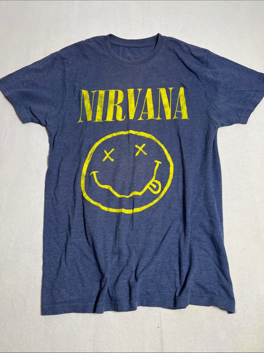NIRVANA Navy T‑Shirt with Yellow Smiley Logo